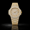 Luxury Fully Iced Out Yellow Gold Moissanite Watch