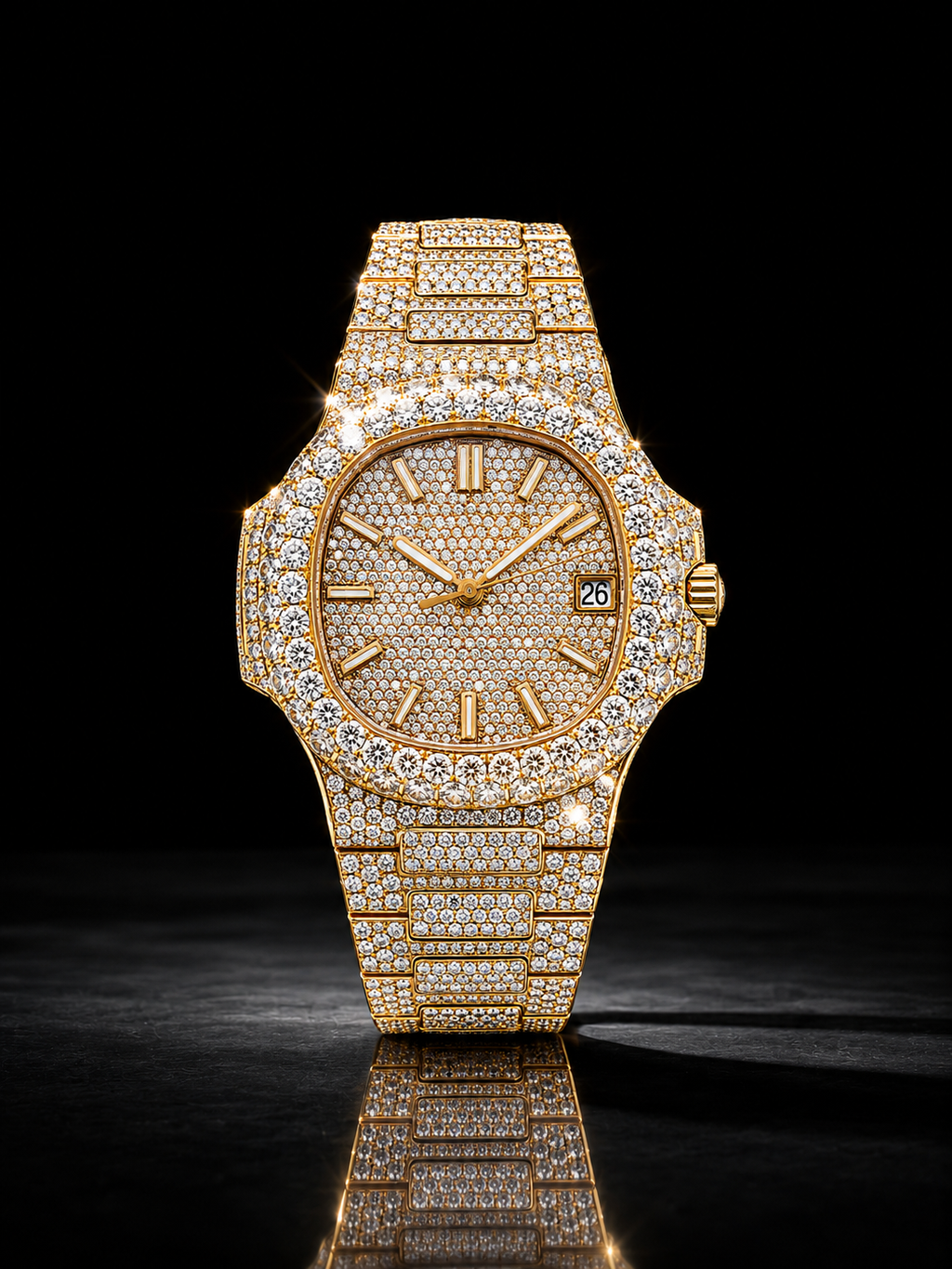 Full Gold Iced Moissanite Watch