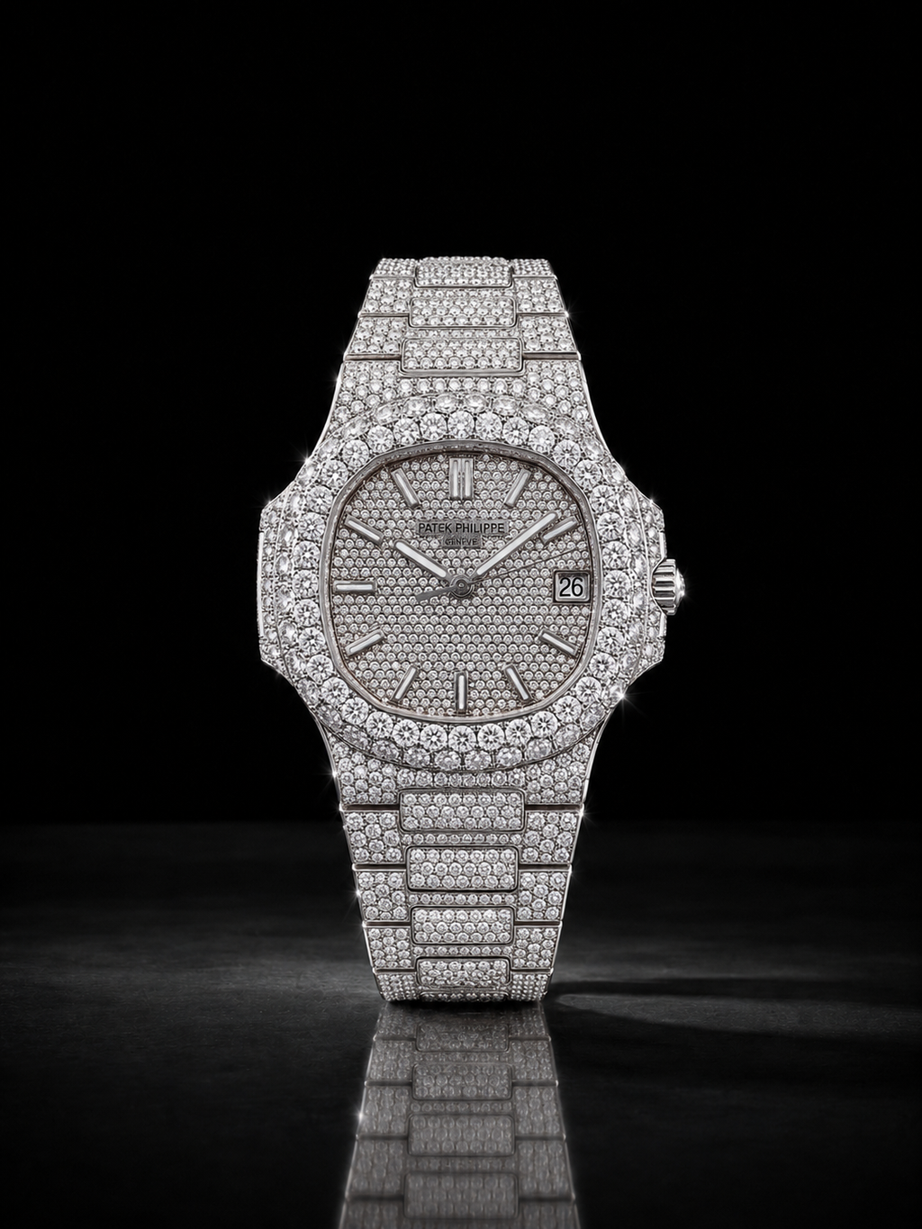 Full Iced Silver Moissanite WatchDial