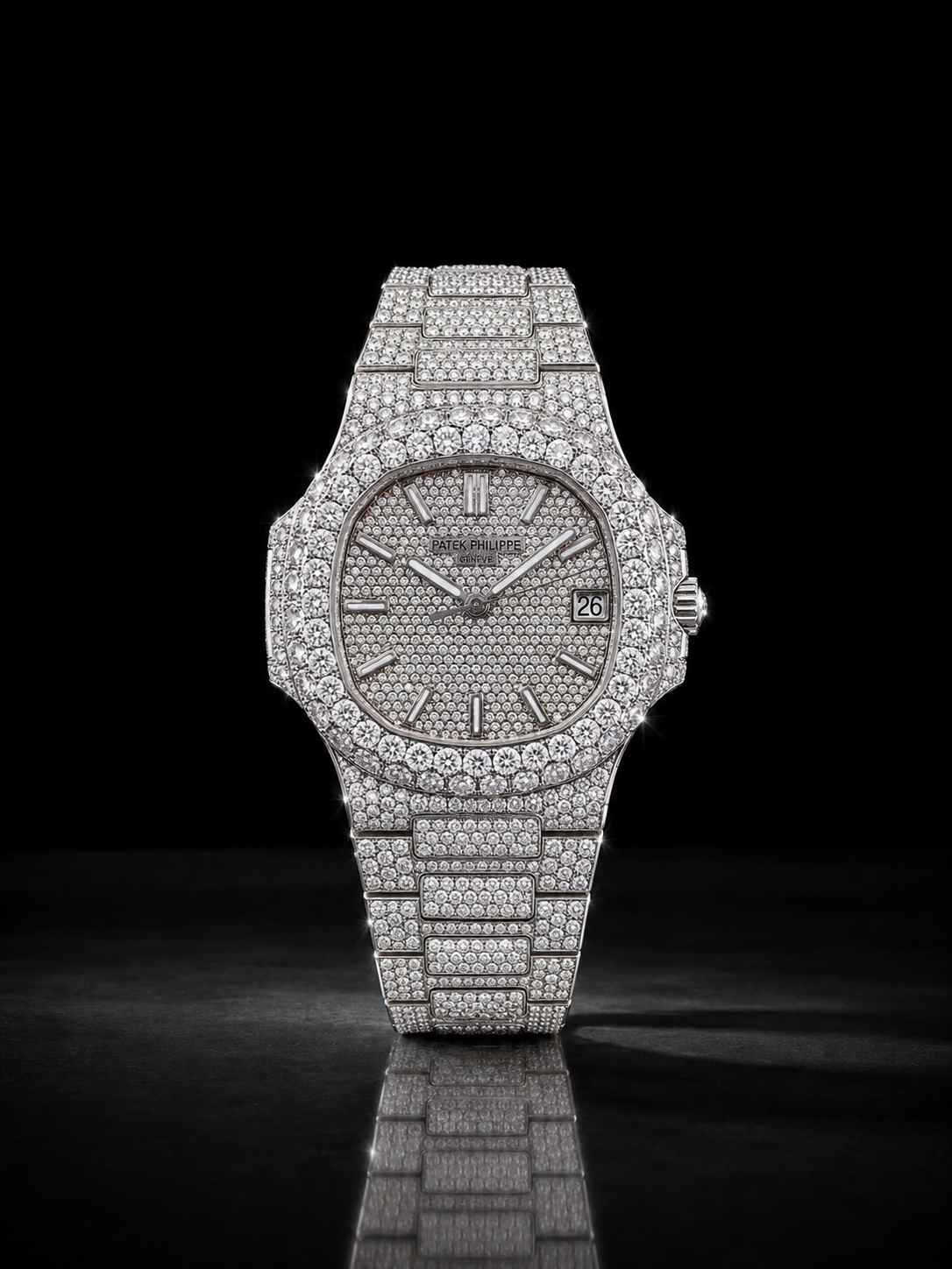 Full Iced Silver Moissanite WatchDial