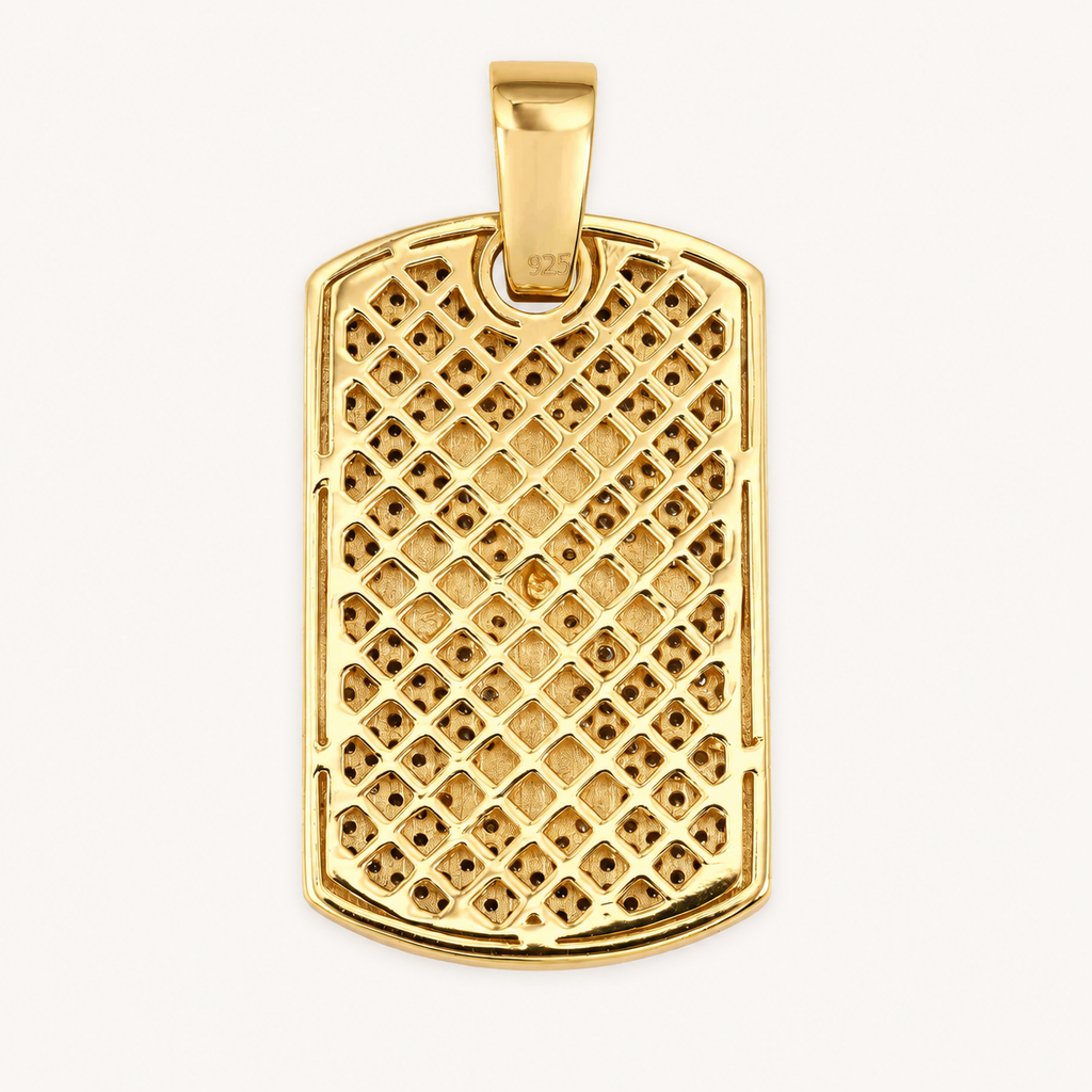 14K Gold Moissanite Dog Tag Cross Pendant | 925 Silver VVS Religious Tag Jewelry