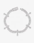 Iced Out Cross Charm Cuban Bracelet 14K White Gold Plated Bracelet
