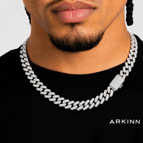 12MM VVS Moissanite Cuban Link Chain Gold Finish