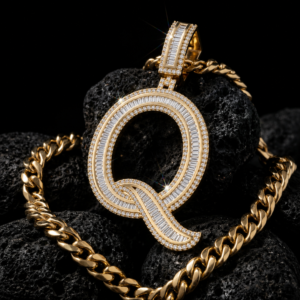 Custom Q Letter Pendant VVS Iced Out