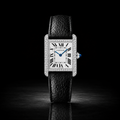 Men’s Iced Out Black Leather Strap Watch with  VVS Roman Dial