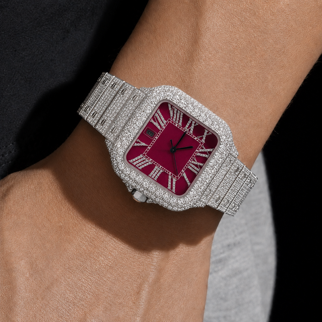 VVS Moissanite Square Bust Down Bracelet Watch for Men