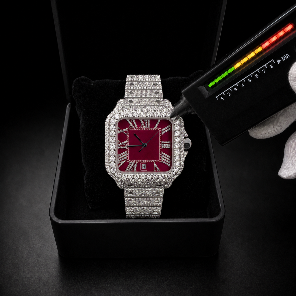 VVS Moissanite Square Bust Down Bracelet Watch for Men