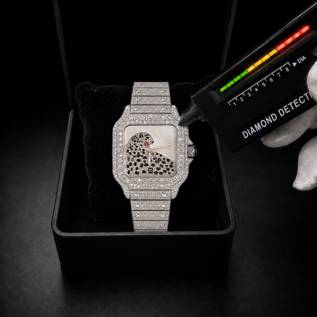 Iced Out Panther Dial Bust Down Men's Luxury Watch