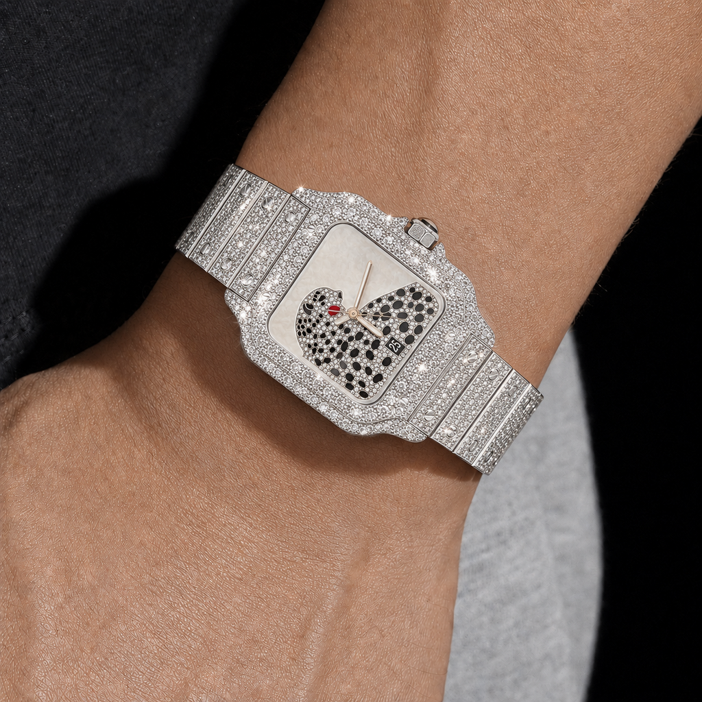 Iced Out Panther Dial Bust Down Men's Luxury Watch