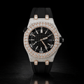 Black Rubber Strap Iced Out Sport Rose Gold Finish  Moissanite Luxury Watch