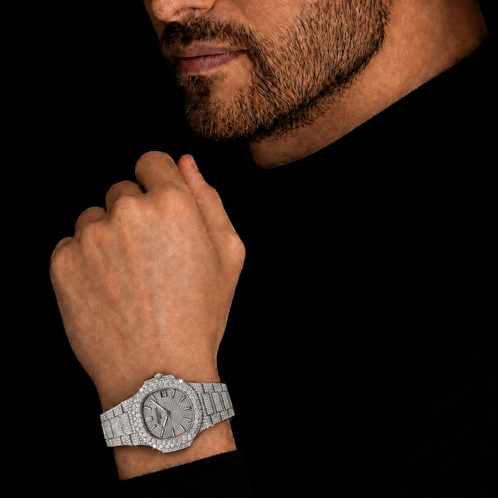 Full Iced Silver Moissanite WatchDial