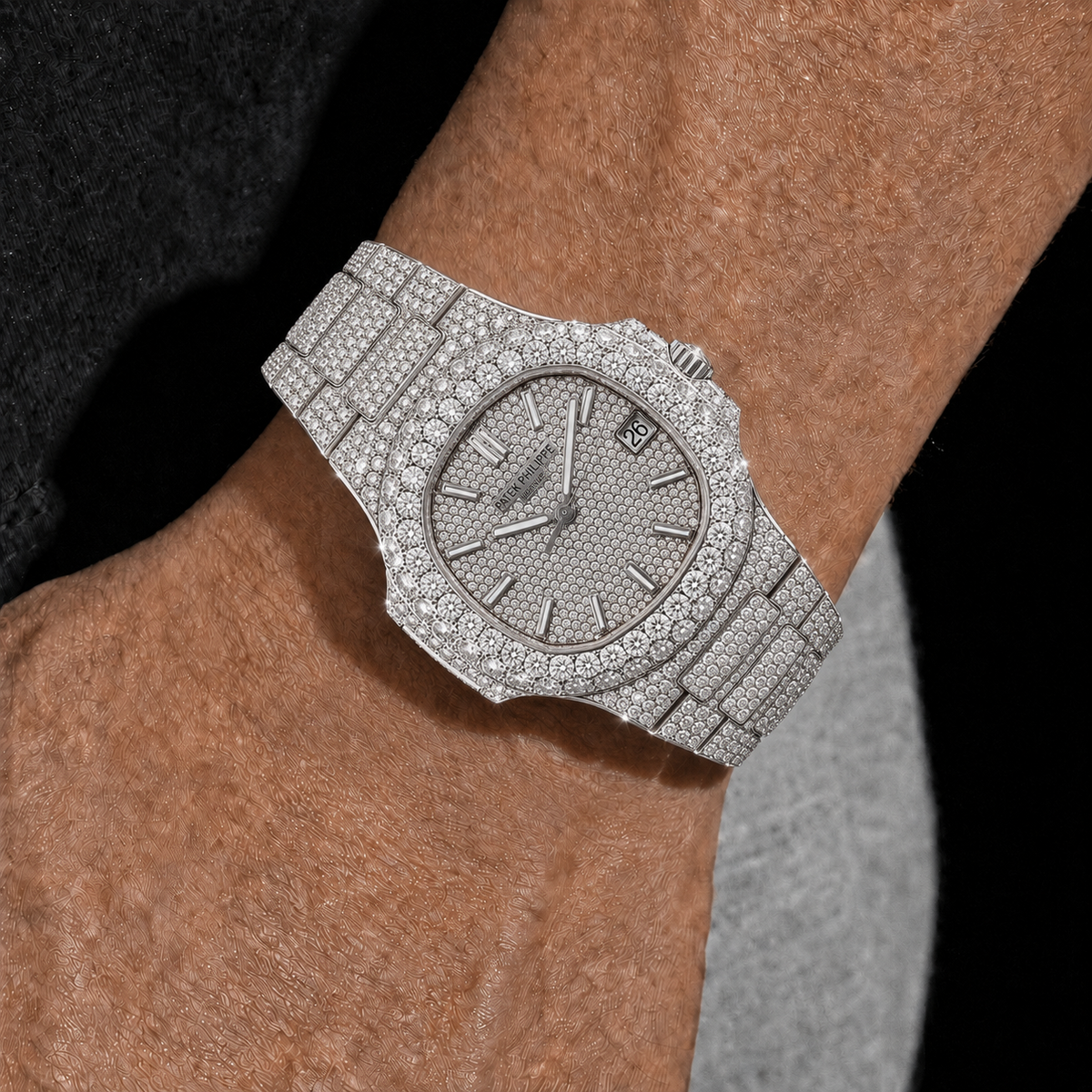 Full Iced Silver Moissanite WatchDial