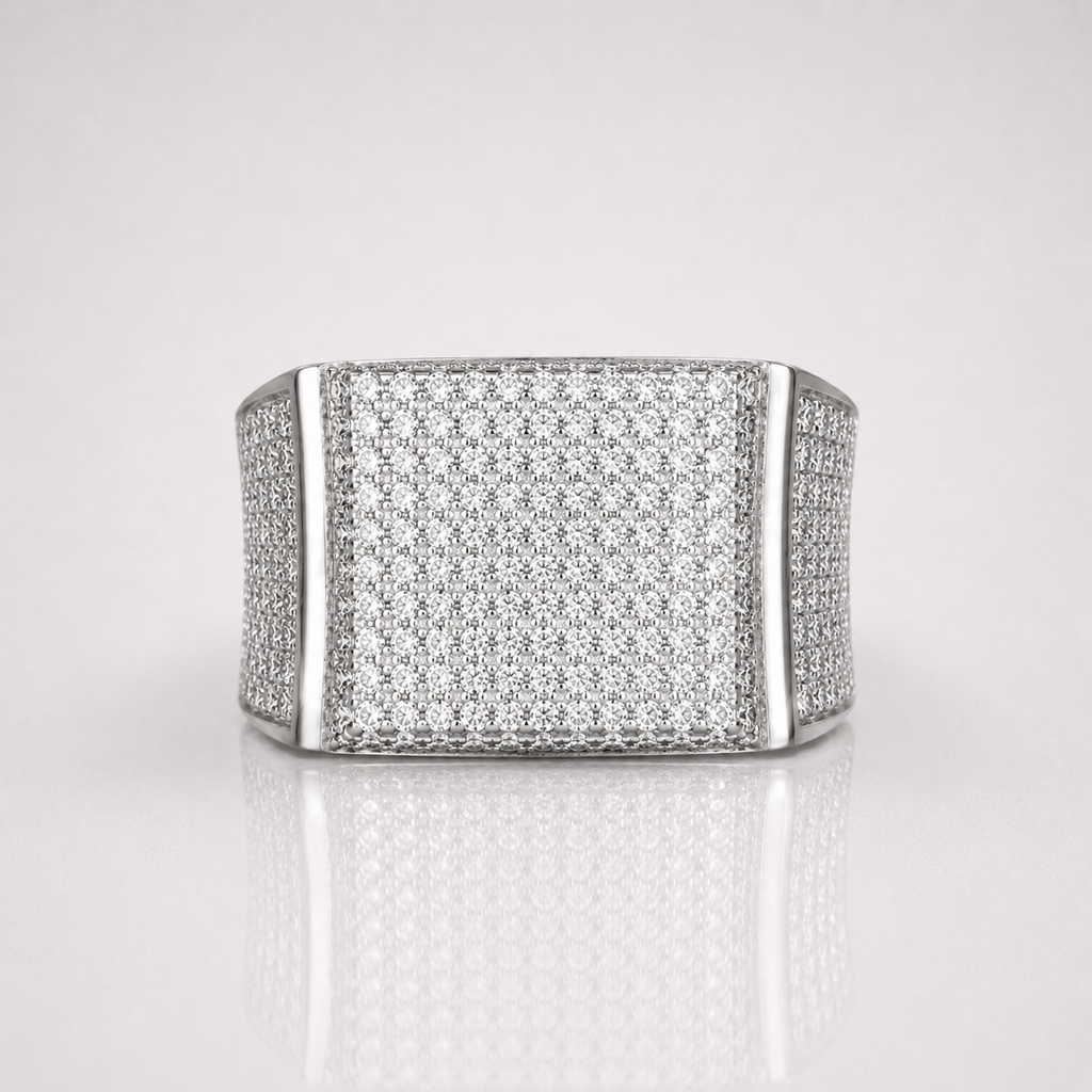 925 Silver VVS Moissanite Iced-Out Rapper Ring