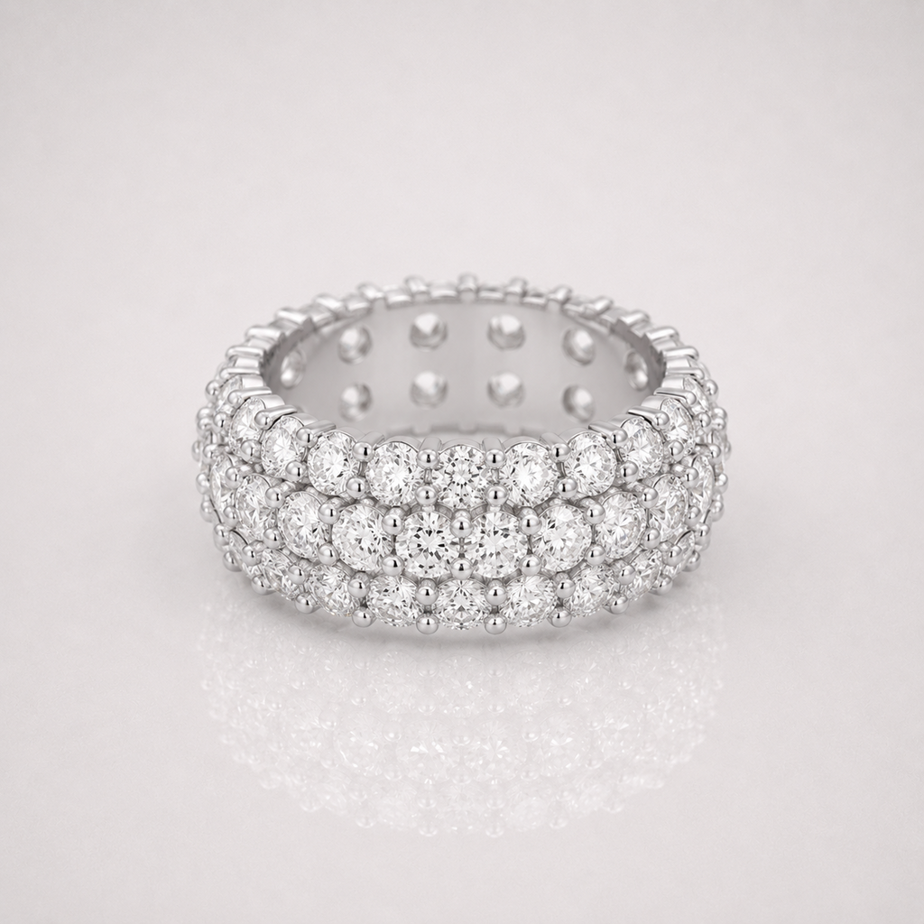 Men's Silver VVS Moissanite Honeycomb Eternity Band
