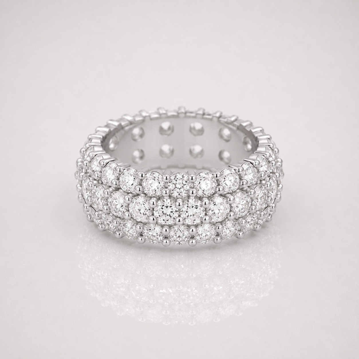 Men's Silver VVS Moissanite Honeycomb Eternity Band