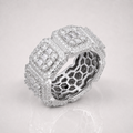 Mixed-Cut Silver VVS Moissanite Men's Eternity Band