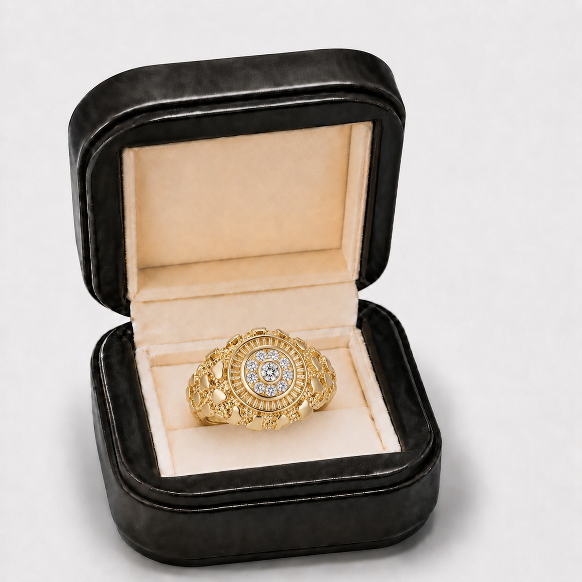 14K Gold Vermeil 925 Silver Moissanite Nugget Ring