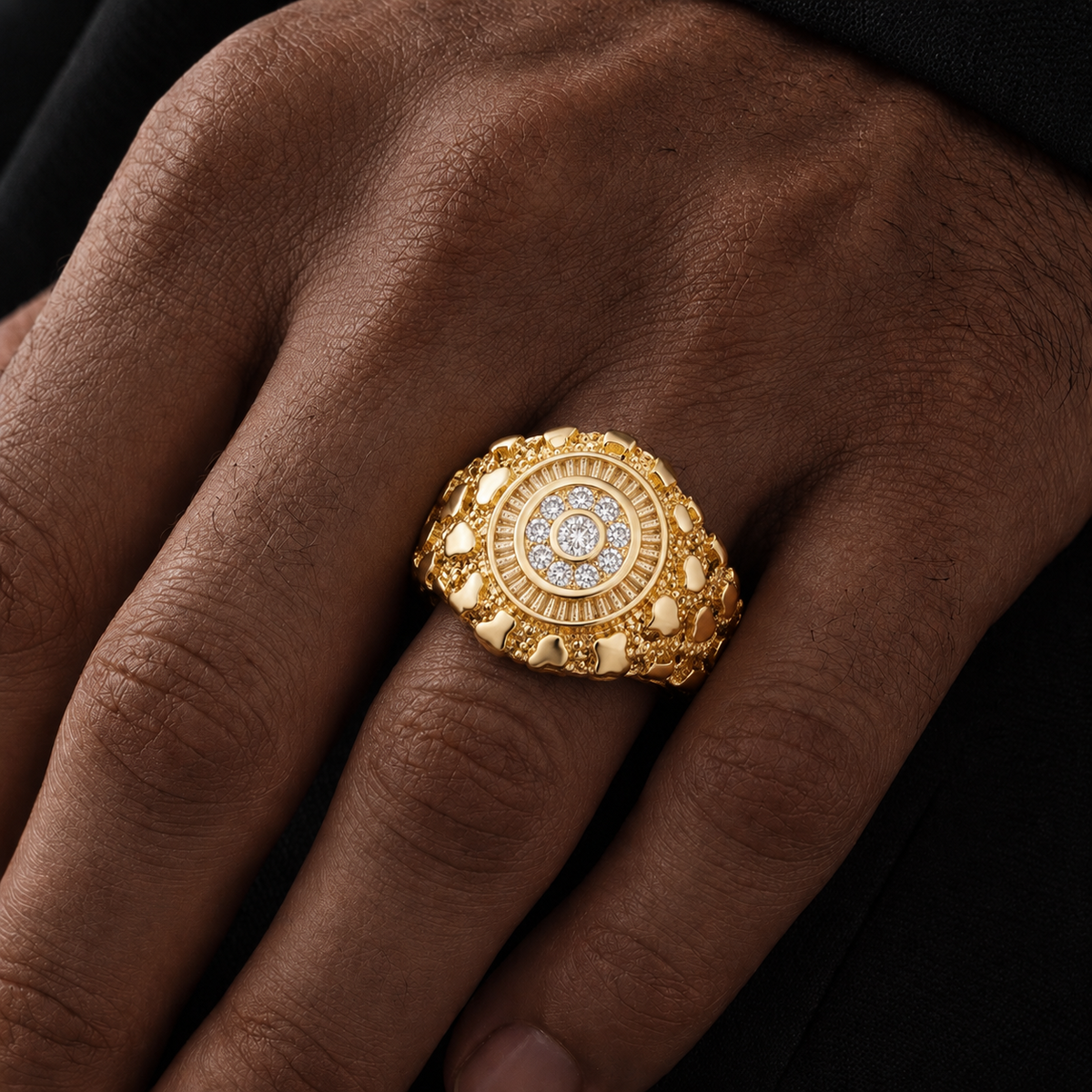 14K Gold Vermeil 925 Silver Moissanite Nugget Ring
