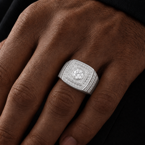 925 Silver Diamond-Look Moissanite Venetian Ring
