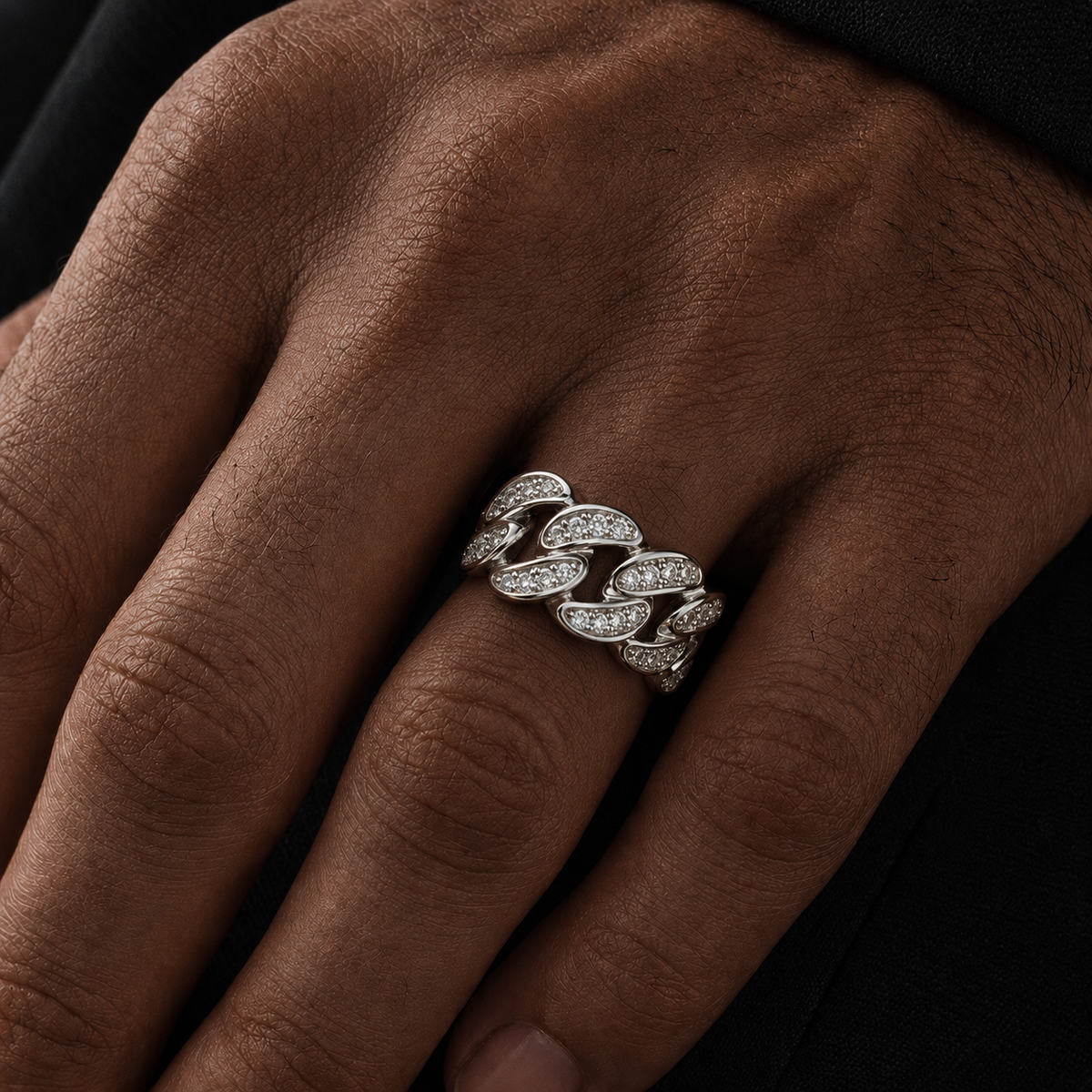 925 Silver VVS Moissanite Cuban Link Ring