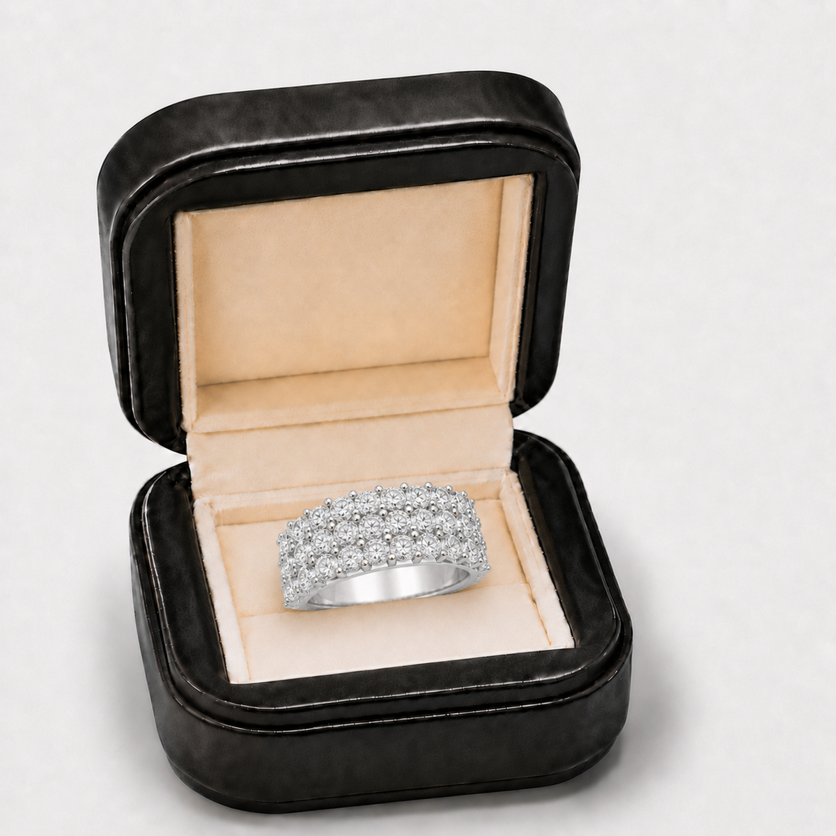 Men's Silver VVS Moissanite Honeycomb Eternity Band