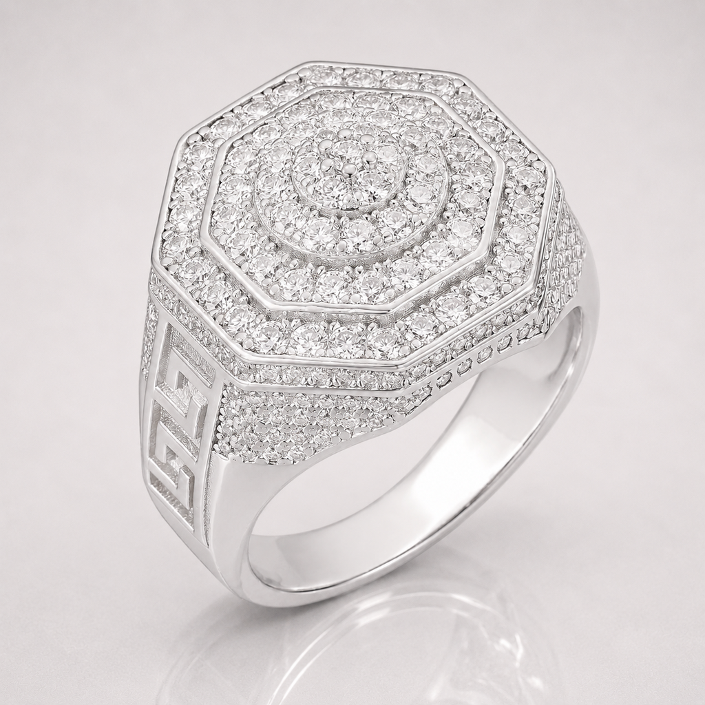 luxury VVS Moissanite Octagon Iced Ring Men
