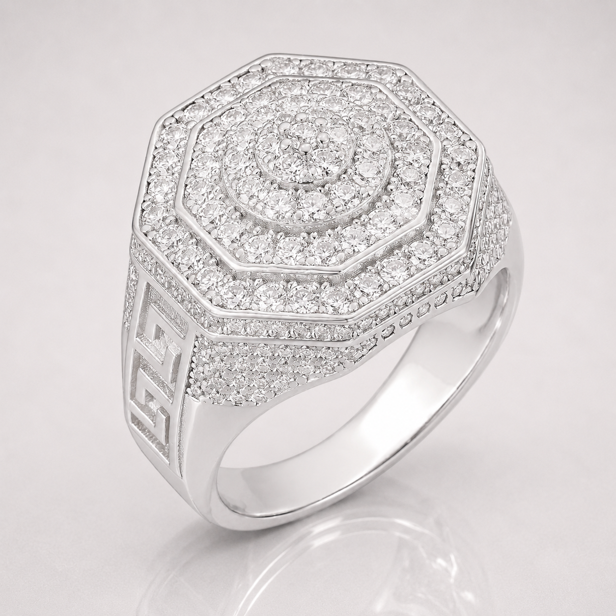 luxury VVS Moissanite Octagon Iced Ring Men