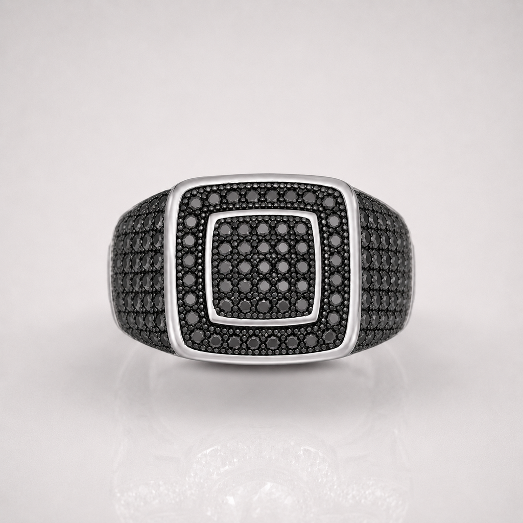 Moissanite Black Square Iced out Men's Pinky Ring