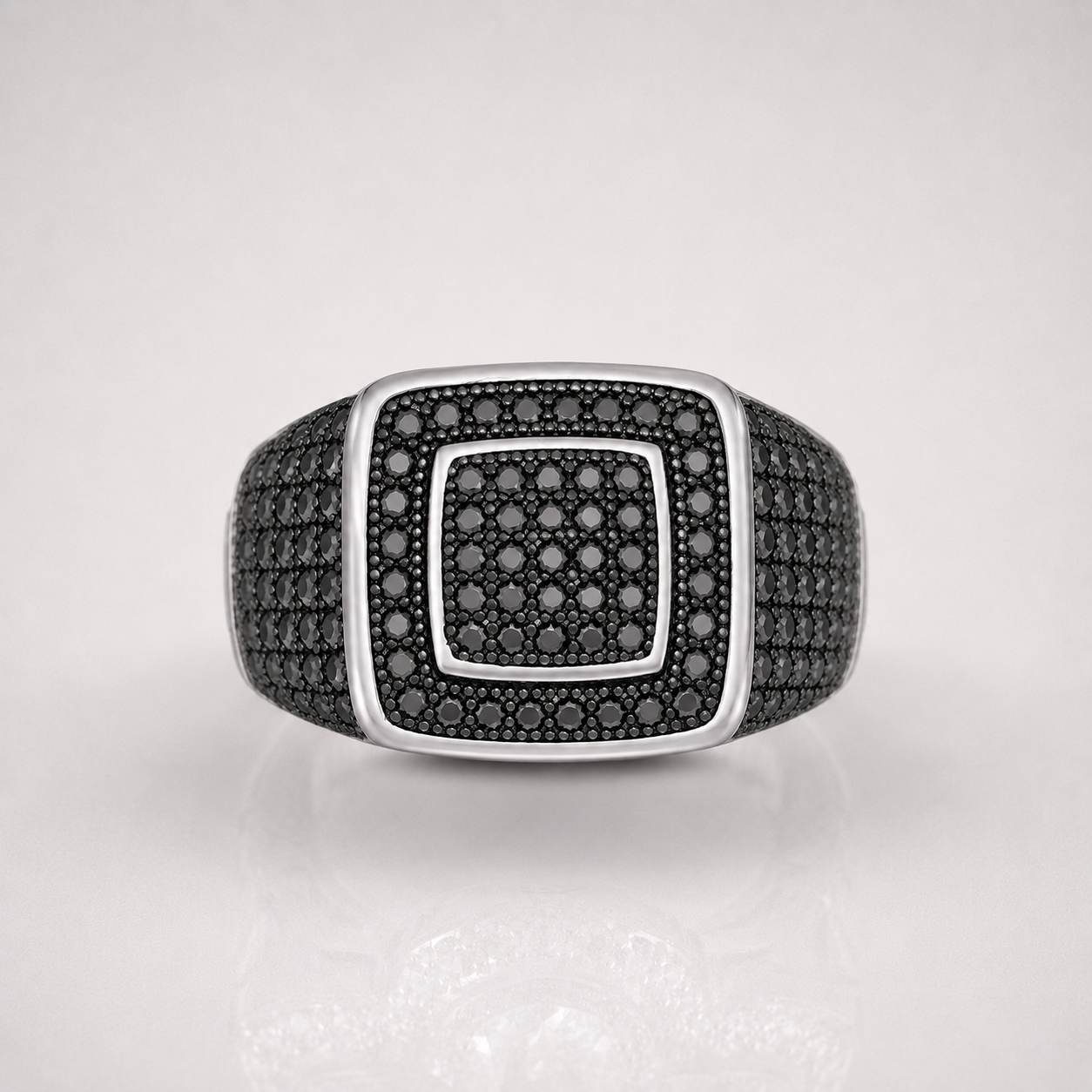 Moissanite Black Square Iced out Men's Pinky Ring