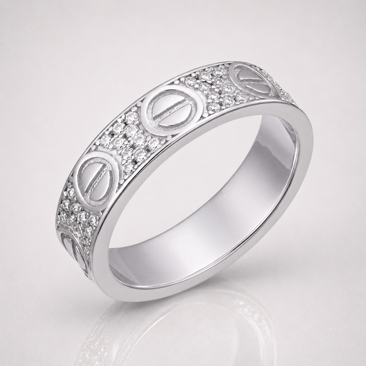 Classic Love Eternity Band Silver Moissanite