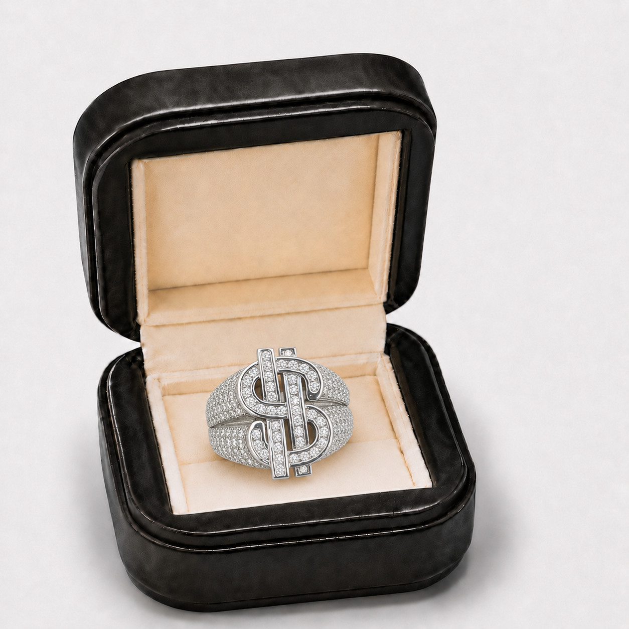 Men's Luxury Moissanite Dollar Sign Statement Iced Out Ring
