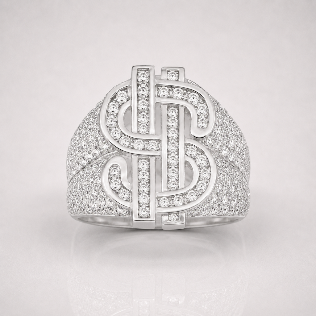 Men's Luxury Moissanite Dollar Sign Statement Iced Out Ring