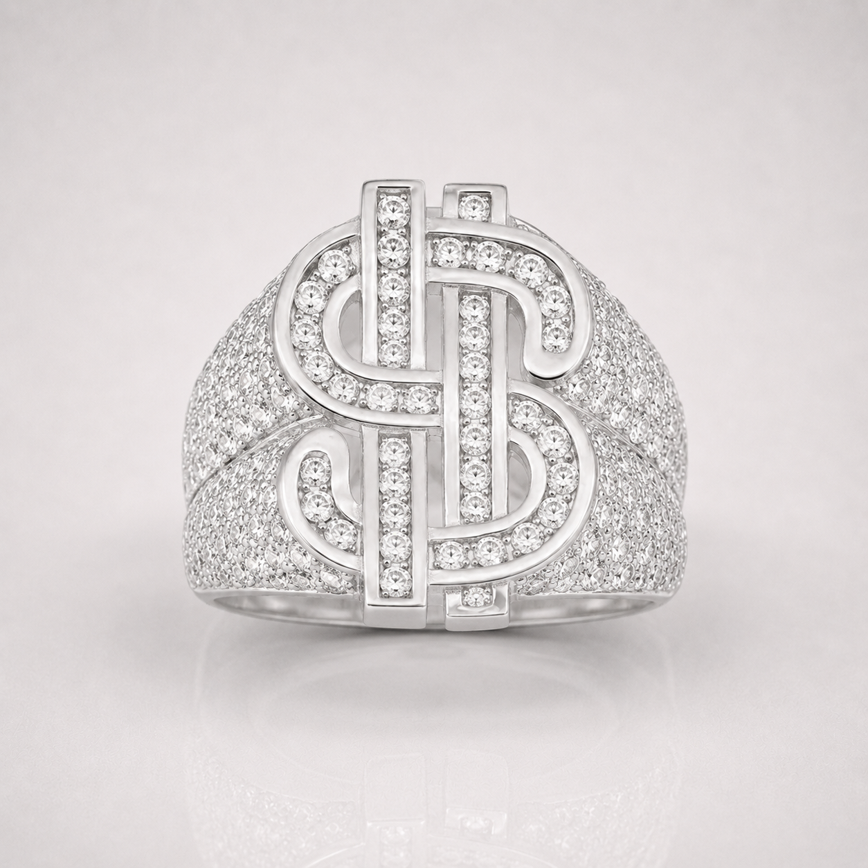 Men's Luxury Moissanite Dollar Sign Statement Iced Out Ring