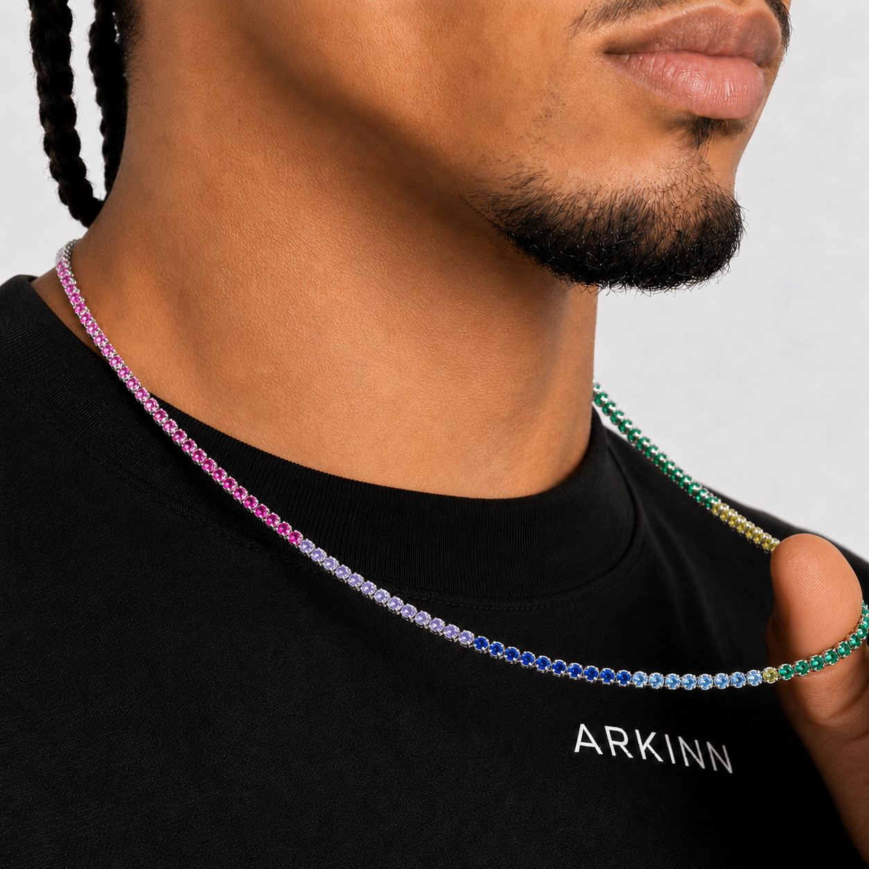 4MM Rainbow Iced Out Moissanite Tennis Chain