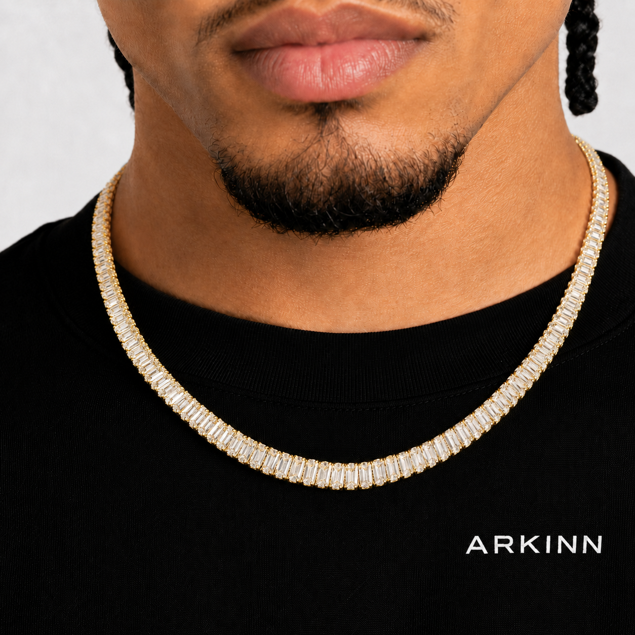 6MM Baguette Cut Iced Out Moissanite Tennis Chain