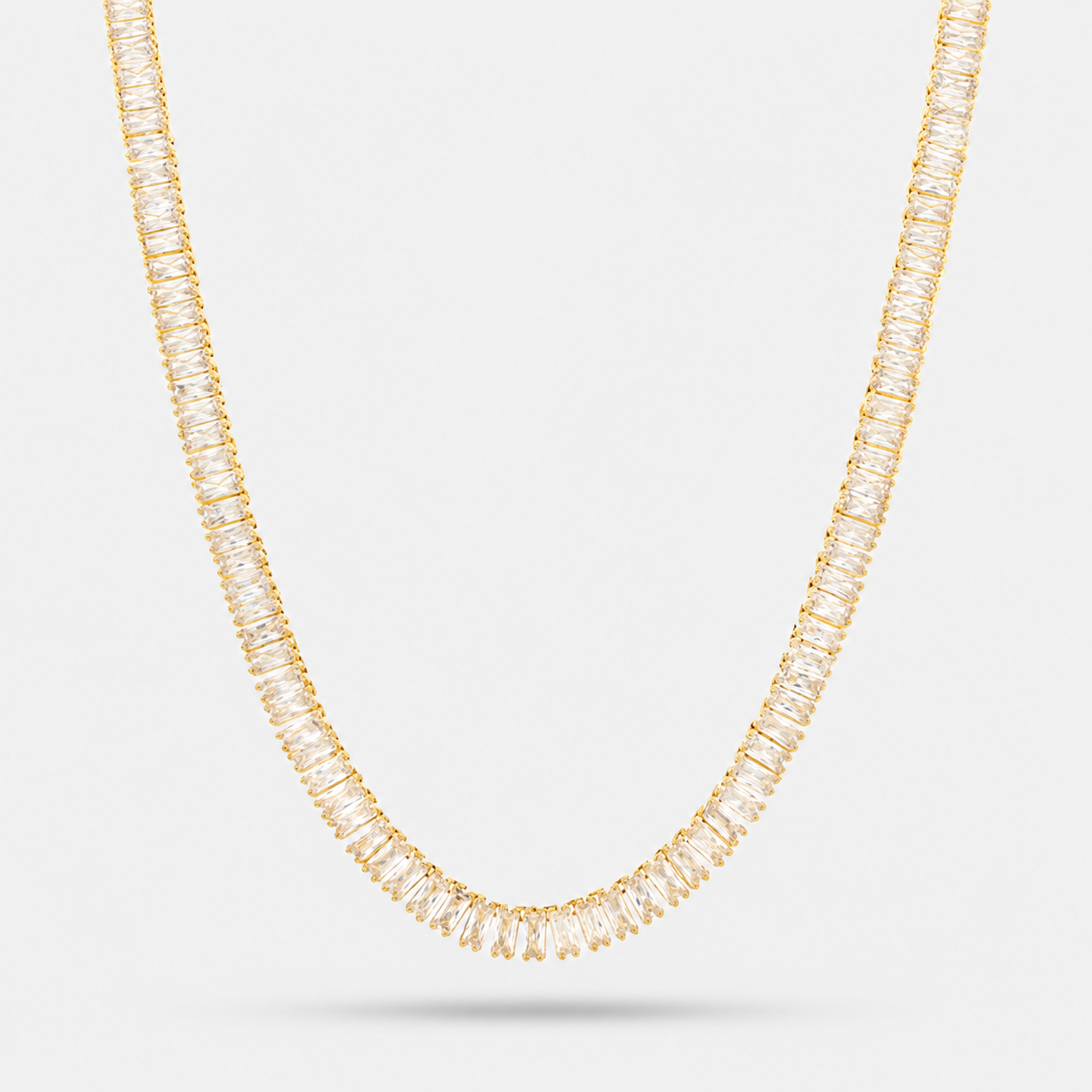 6MM Baguette Cut Iced Out Moissanite Tennis Chain