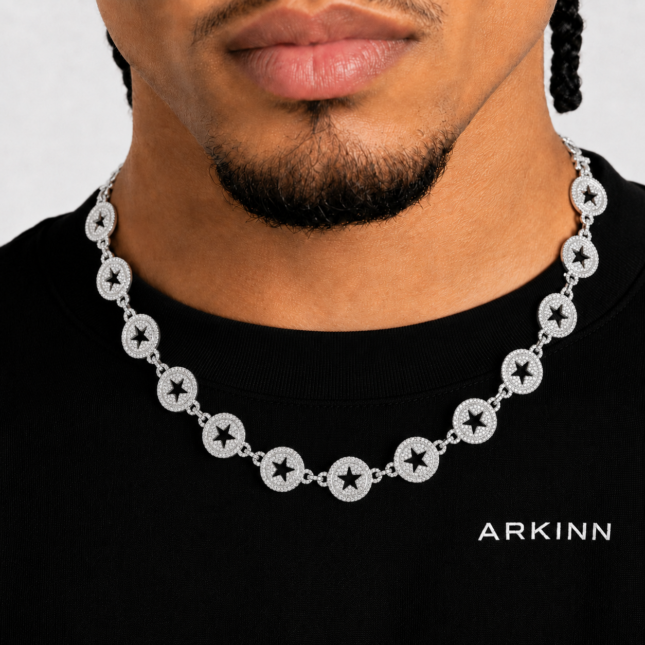 Hip hop style 20MM Star Cutout Iced Out Men's Chain