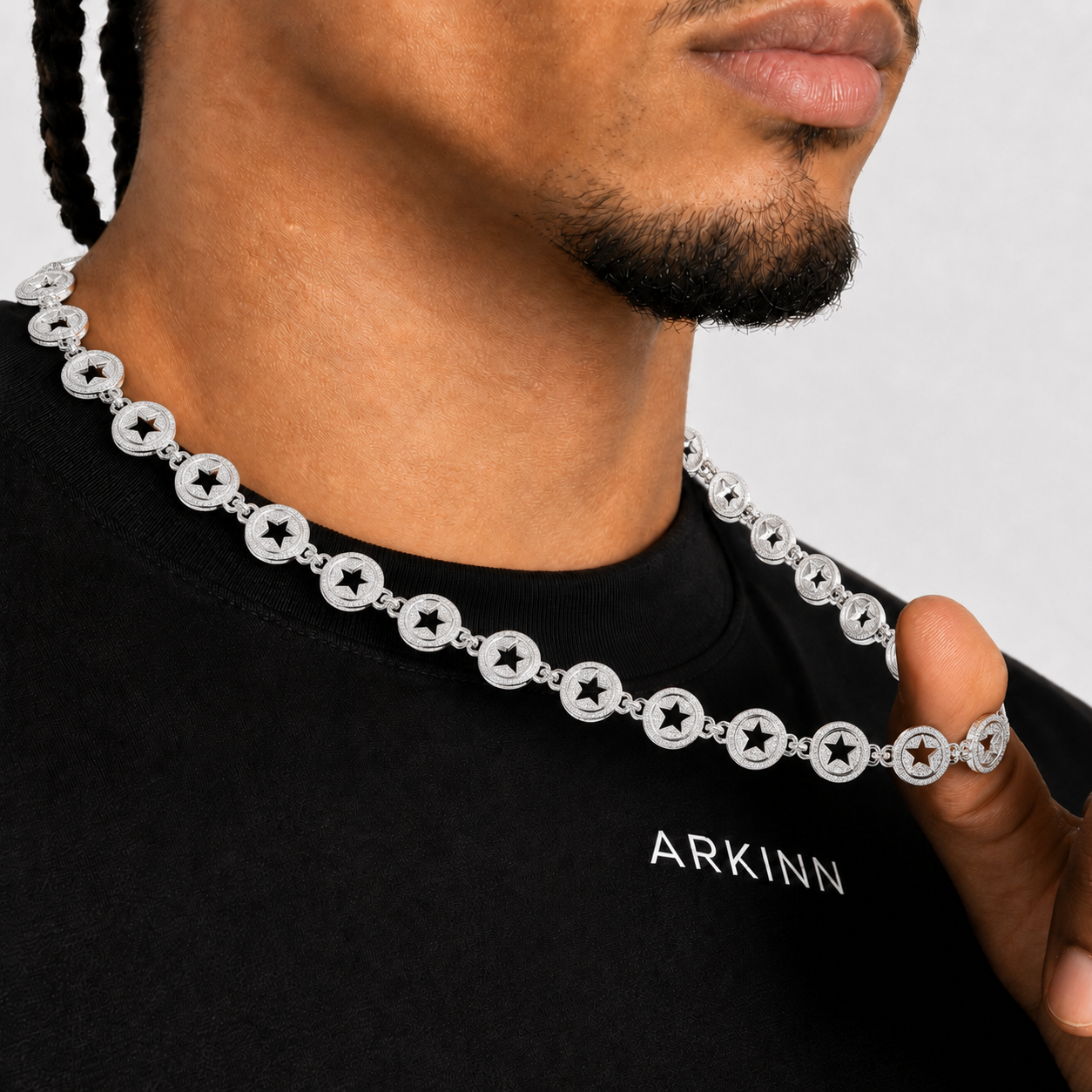 Hip hop style 20MM Star Cutout Iced Out Men's Chain