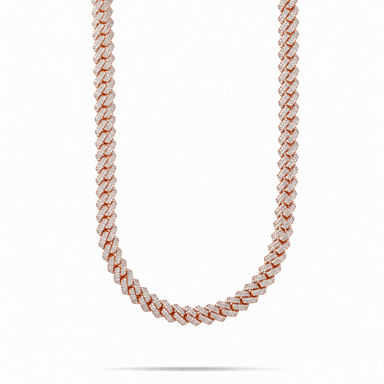 11MM Iced Rose Gold Miami Cuban Link Moissanite Chain