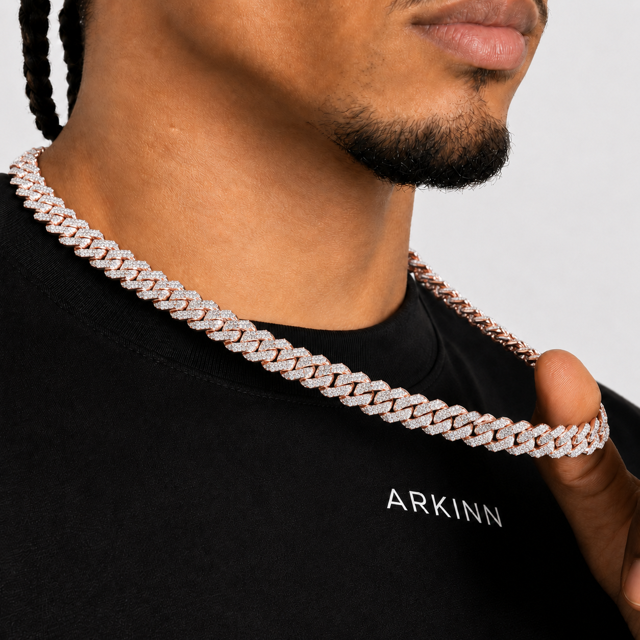 11MM Iced Rose Gold Miami Cuban Link Moissanite Chain