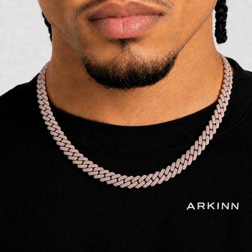 11MM Iced Rose Gold Miami Cuban Link Moissanite Chain