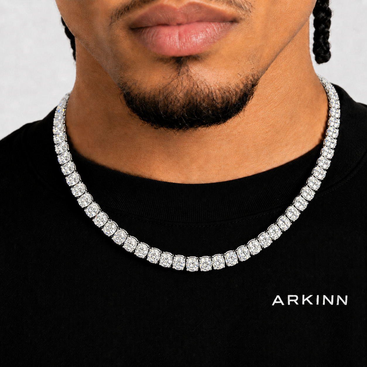 Men's 10MM Round Moissanite Luxuary Tennis Chain