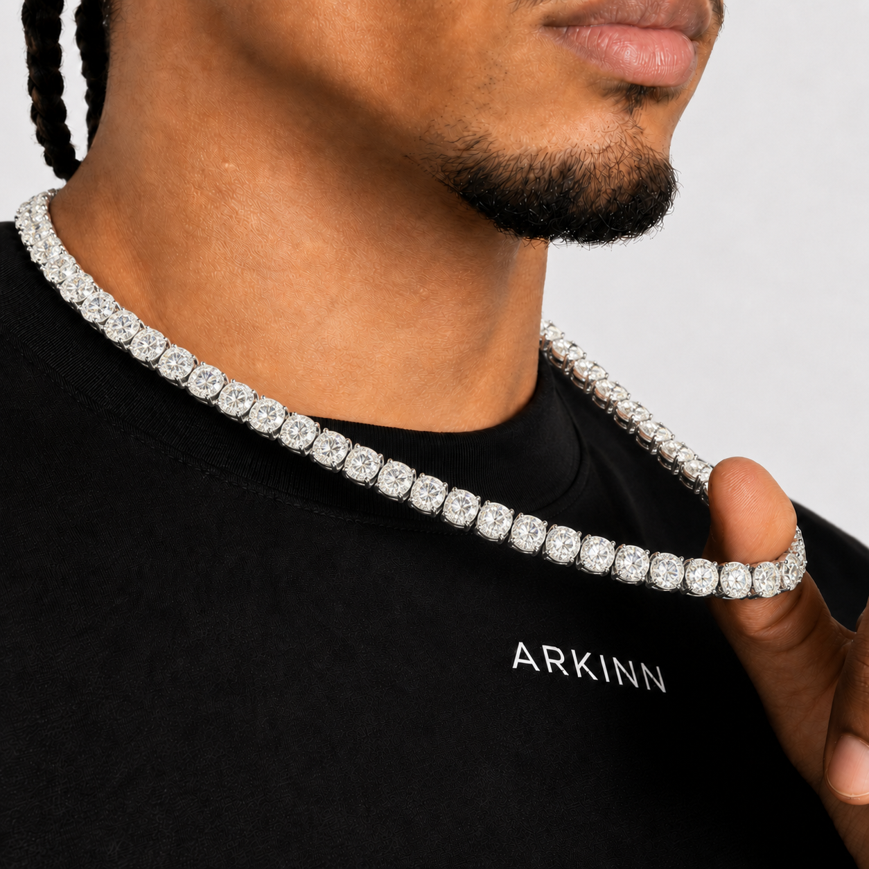 Men's 10MM Round Moissanite Luxuary Tennis Chain