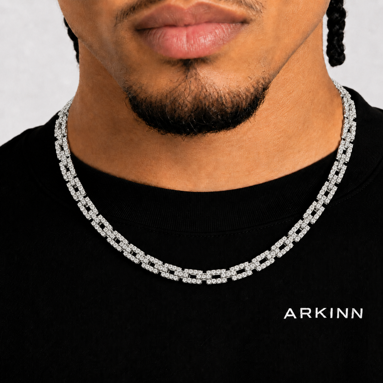 8MM Iced Out Bar Link Moissanite Chain