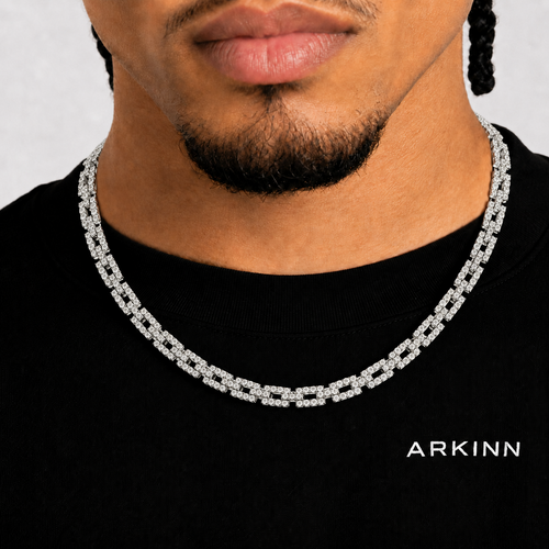 8MM Iced Out Bar Link Moissanite Chain