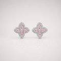 Iced Pink Clover Earrings for Men