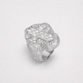 Luxury VVS Fleur Cross Ring in 14K Gold