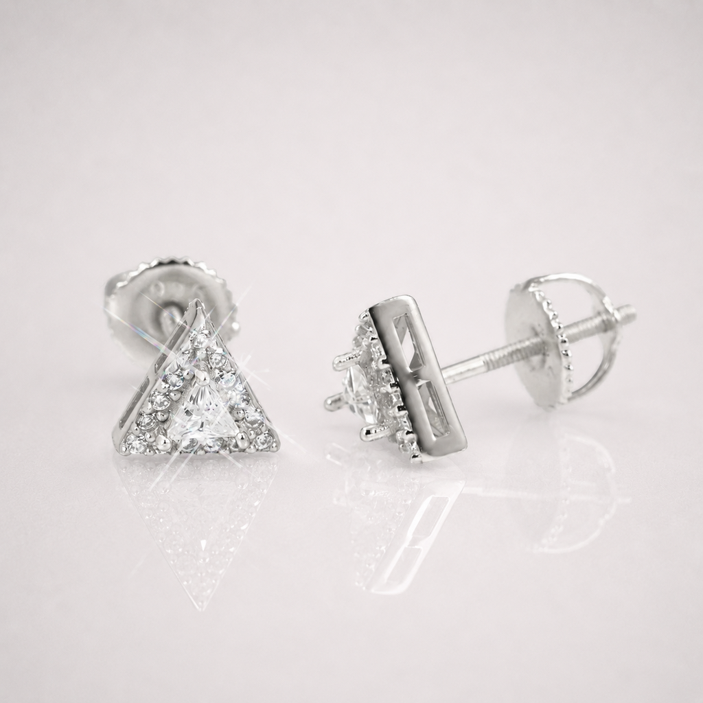 Men’s Iced Out Pyramid Stud Earrings