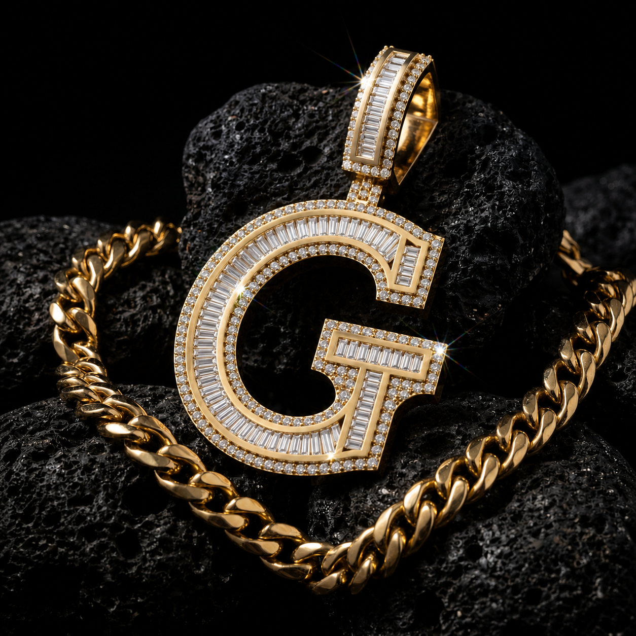 G Initial Pendant Iced Out Hip Hop Men