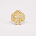 Fleur Cross Iced Out Men’s Ring in 14K Gold Finish